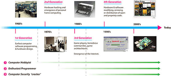 Emergence of hacker types and generations